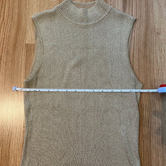 Nygard Collection Mock Turtleneck Tan Gold Sweater Tank Top - Picture 3 of 4